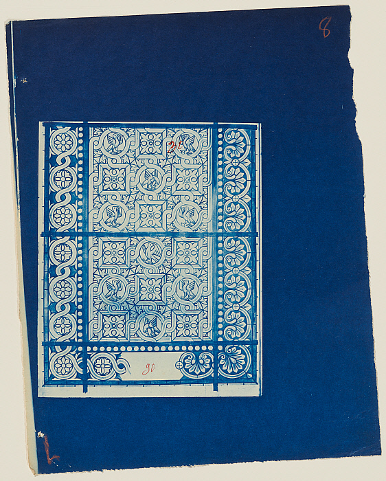 Drawing Sample of Extended Panel of Stained Glass with Bird Pattern Slider Image 2